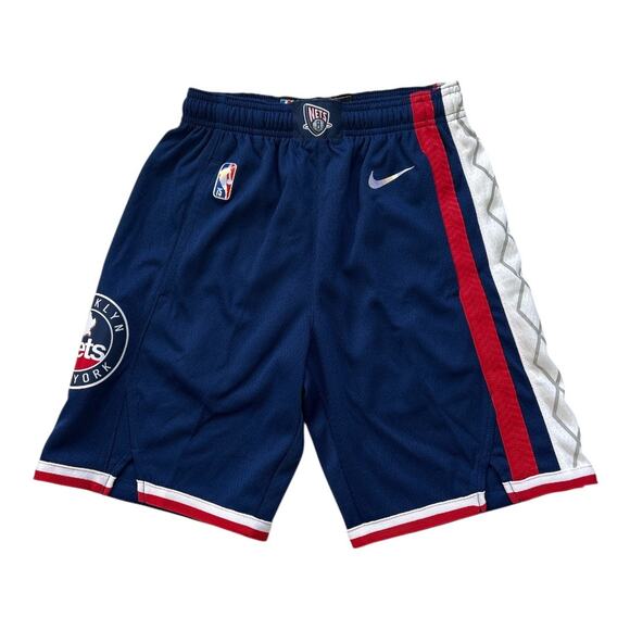 Nike Boys Brooklyn Nets City Edition Swingman Shorts Blue Size Small Basketball - Picture 1 of 7